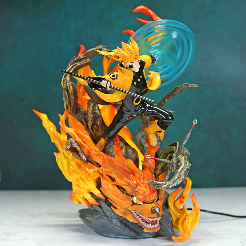Naruto With Kurama Rasengan Ver GK Statue Figure Toy With Light