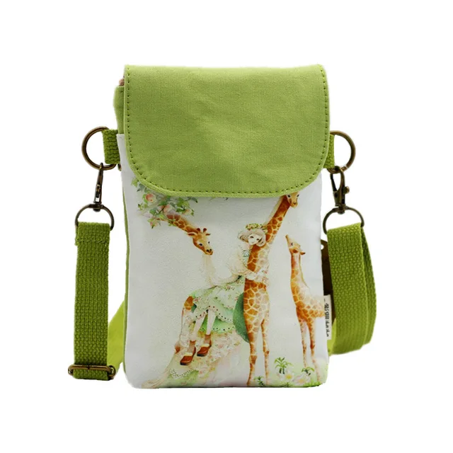 Women Leaf Large Screen Mobile Phone Bag  Capacity Canvas Messenger Bag Ladies Shoulder Bag 09