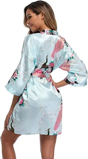 Fashion Satin Robe Female Bathrobe Sexy peignoir femme Silk Kimono Bride Dressing gown sleepwear Night Grow For Women