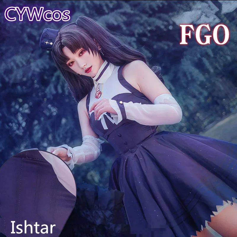 Anime Pre-sale Fate/Grand Order FGO Moon Cancer Girlfriend Ishtar Cosplay Costume Female Sexy Outfits Dress+Headdress+Sleeves