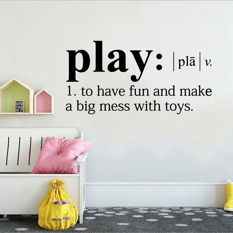 Настенная Наклейка Play слова цитата для игровой комнаты мужская пещера словарь
