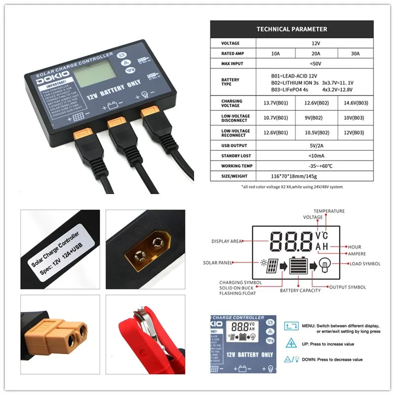 DOKIO 150W Tragbare Solar Panel 12V Solar Batterie Für Home/Auto/Boot Faltbare Solar Panel 150w Monokristalline