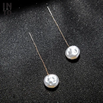 

Into White Acrylic Simulated Pearl Dangle Earrings For Women Long Gold Color Chain Drop Earrings Fashion Jewelry Korean Earrings