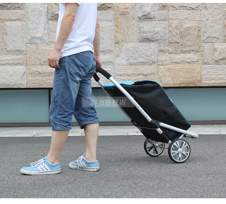  Shopping Cart Shopping Cart Small Pulling Cart Folding Trailer Trolley Portable Stroller Hand Pulli