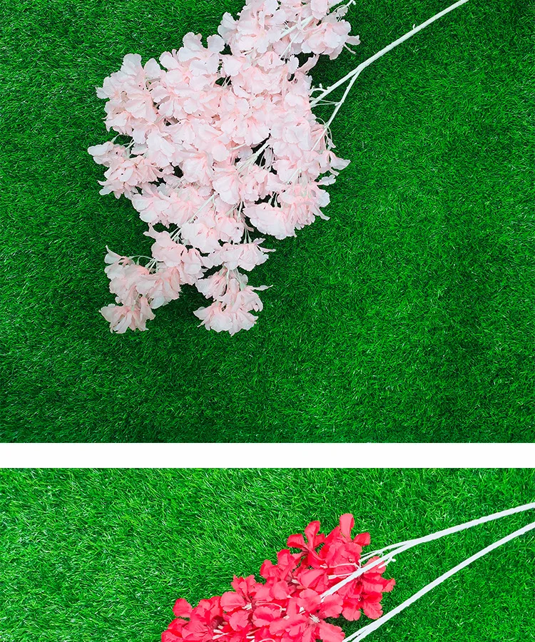 artificial flowers Wedding flowers 100cm 4 forks snow cherry wedding ceiling road lead silk flowers bouquet artificial plants