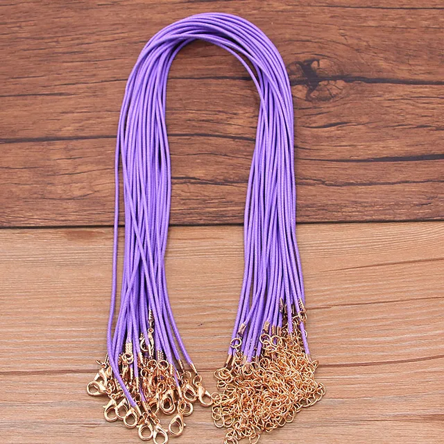 10PCS 1.5mm 16 Color Leather Cord Golden Lobster Clasp Adjustable Braided 45cm Rope For DIY Necklace Jewelry Making Findings Light Purple
