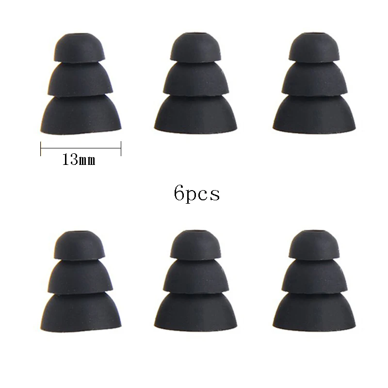 Large black Ivinxy, 6 шт., трехслойные силиконовые наушники-вкладыши, крышки, сменные вкладыши, вкладыши, наконечники, наушники, вкладыши, амбушюры, подушки - Цвет: Large black