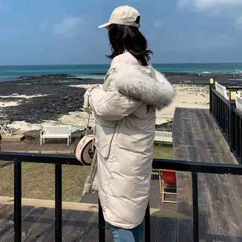 

New arrival 2019 women winter long parka cotton padded warm coats fashion fur hooded jackets korean style outwear parka