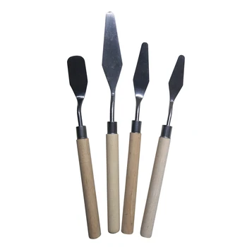 

4pcs Scraper Professional Supplies Palette Knife Set Watercolor Spatula Anti Slip Lightweight Stainless Steel Oil Painting Tools