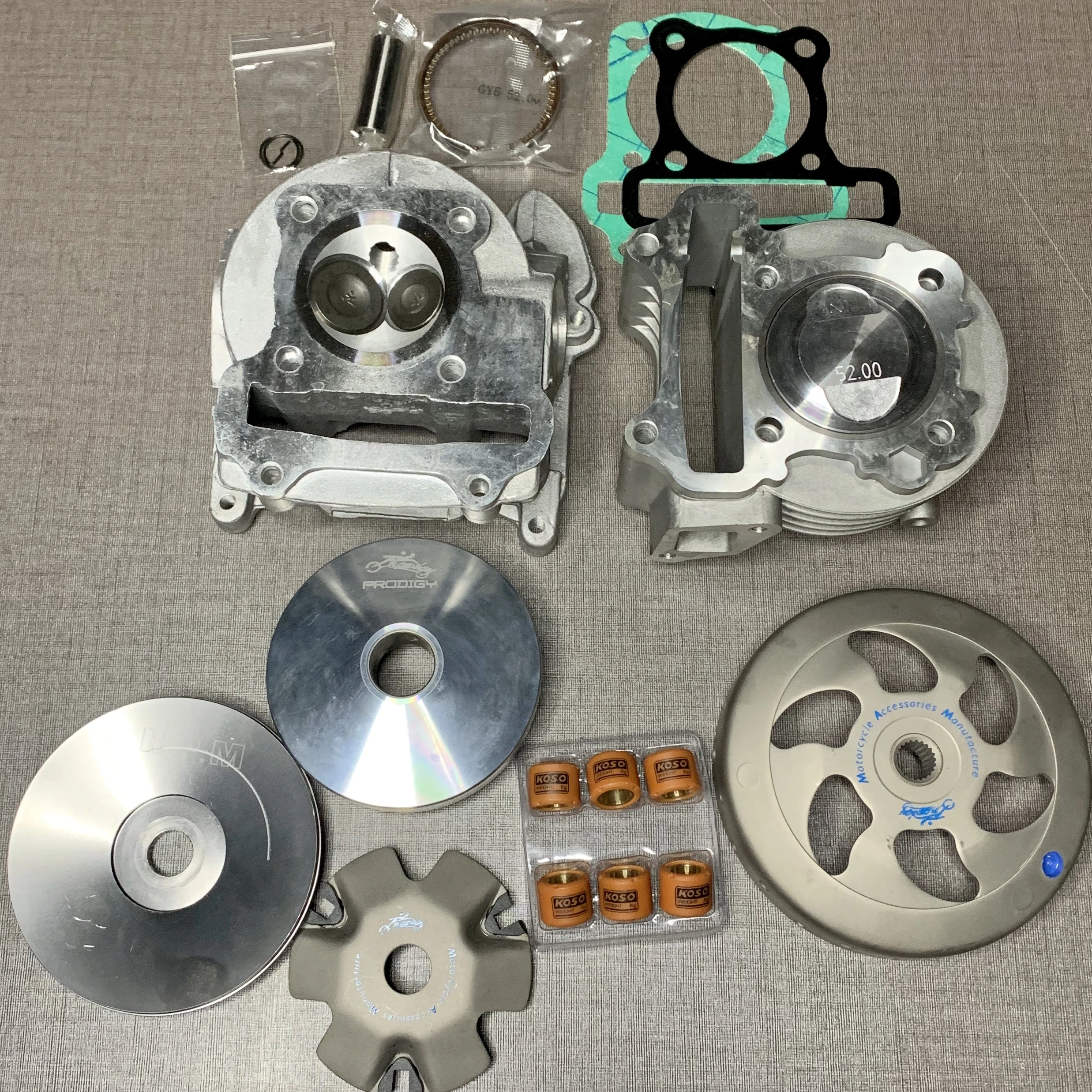 GY6 80 big bore kit 110cc for GY6 50 KYMCO SYM cylinder set piston size  52mm head with big valves clutch racing parts tuning|Engines| - AliExpress