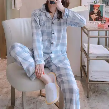 

ZANZEA Women Pajama Sets Print Blouse Long Ankle Button Pants Long Sleeve Sleepwear Two-Pieces Casual Pockets Cotton Sleep Suits