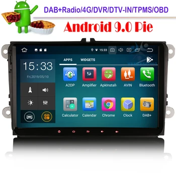 

9" Android 9.0 Autoradio GPS Sat Nav DAB+ DVR For VW PASSAT GOLF GOLF EOS TOURAN JETTA SKODA WiFi OBD DVT-IN Bluetooth