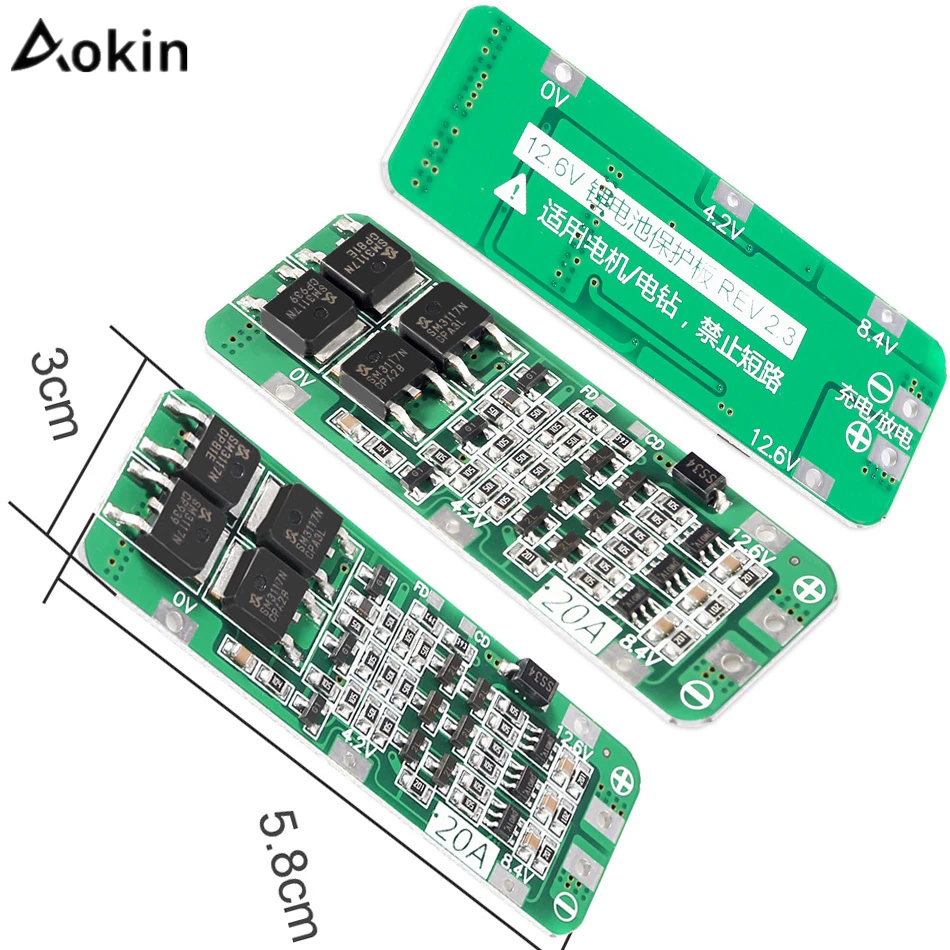 Aokin 3S 20A 12,6 V литий-ионный аккумулятор 18650 Защитная плата для зарядного устройства PCB BMS защитный модуль для зарядки клеток аксессуары
