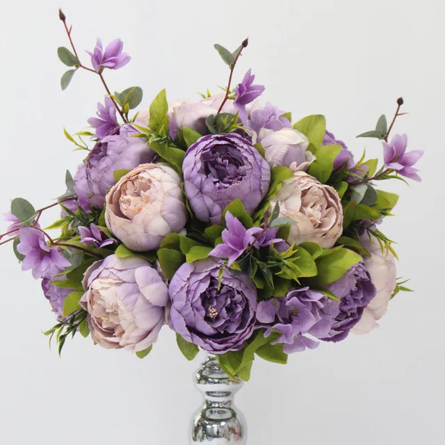 Plum 30/35/40/45/50 см Искусственный цветок мяч центральным расположение декора свадебная АРКА фон Свадебный Стол мяч пион из шёлка, цветок букет - Цвет: Plum