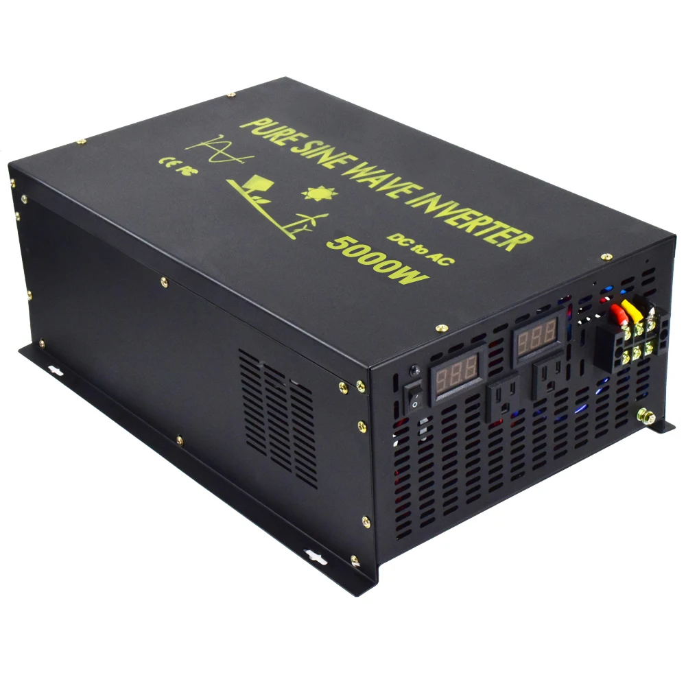 

Solar Pure Sine Wave Inverter 12V 220V 5000W 24V/48V DC to 110V/120V/240V AC Battery Wind Generator Power Bank Converter