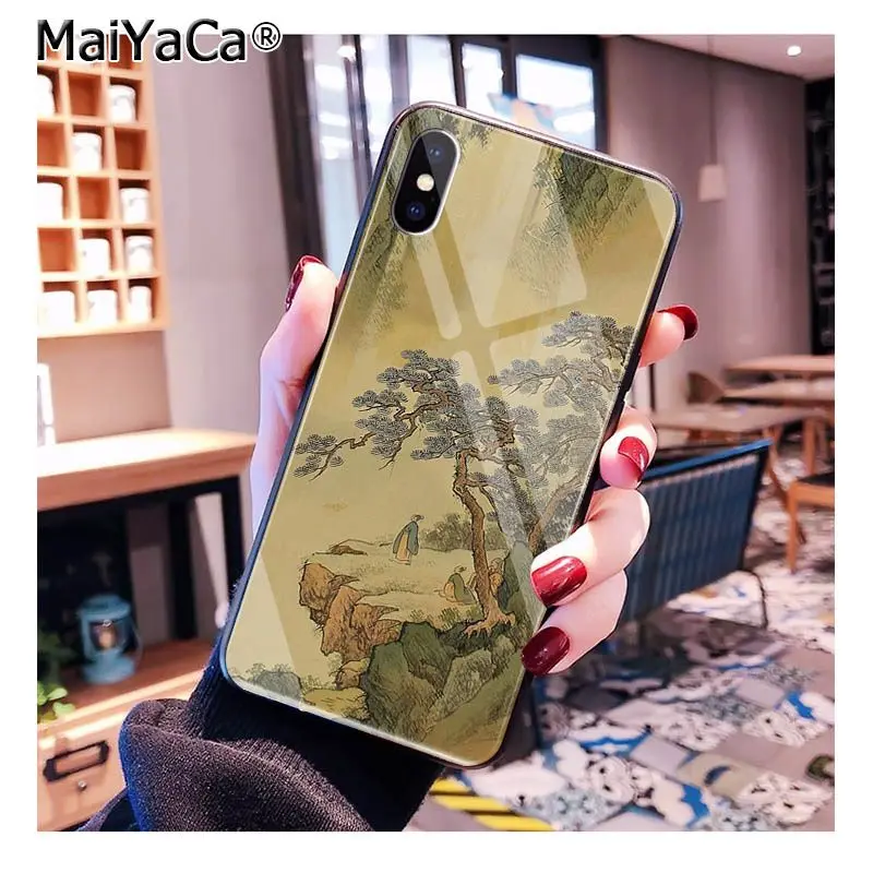 Чехол для телефона MaiYaCa kiyo-e в японском стиле из закаленного стекла для iphone 11 Pro XR XS MAX 8X7 6S 6 Plus - Цвет: A10