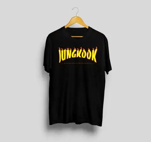 Черный Звездная Королева-JBH 1 шт. корейская мода Kpop Bangtan Jungkook Thrasher Футболка Kpop Bangtan Boys/Kpop Merch - Цвет: Черный