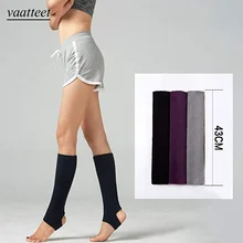 Женские шерстяные облегающие высокие гетры, теплые Леггинсы для йоги, вязаные носки, одноцветные