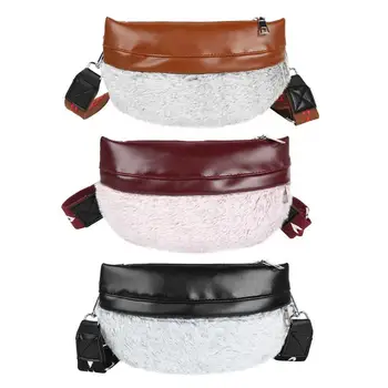 

Plush Leather Splicing Fanny Chest Bag Women Waist Shoulder Crossbody Bag