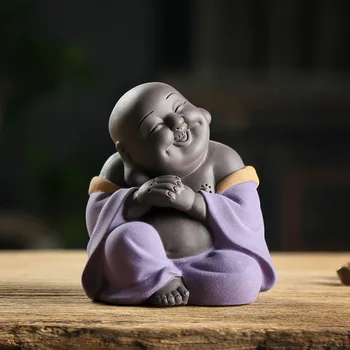 

Purple sand tea pet ceramic buddha statues china crafts home decoration Maitreya Buddha sculpture teaism accessories
