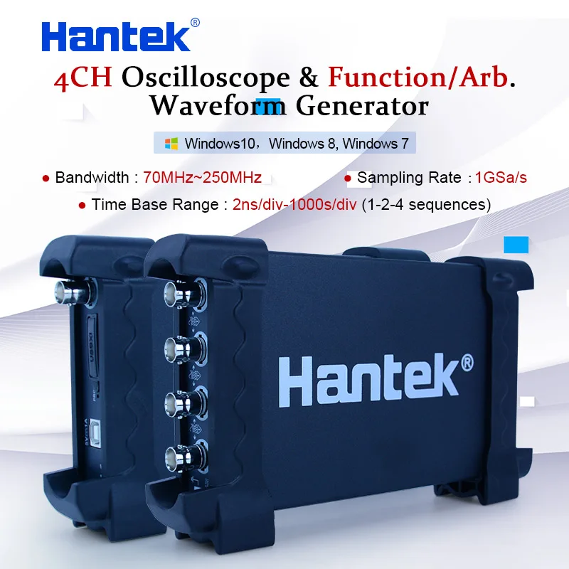 25MHz Signal Generator 6254BD Hantek 4CH 250MHz PC Oscilloscope 1GSa/s USB PC 