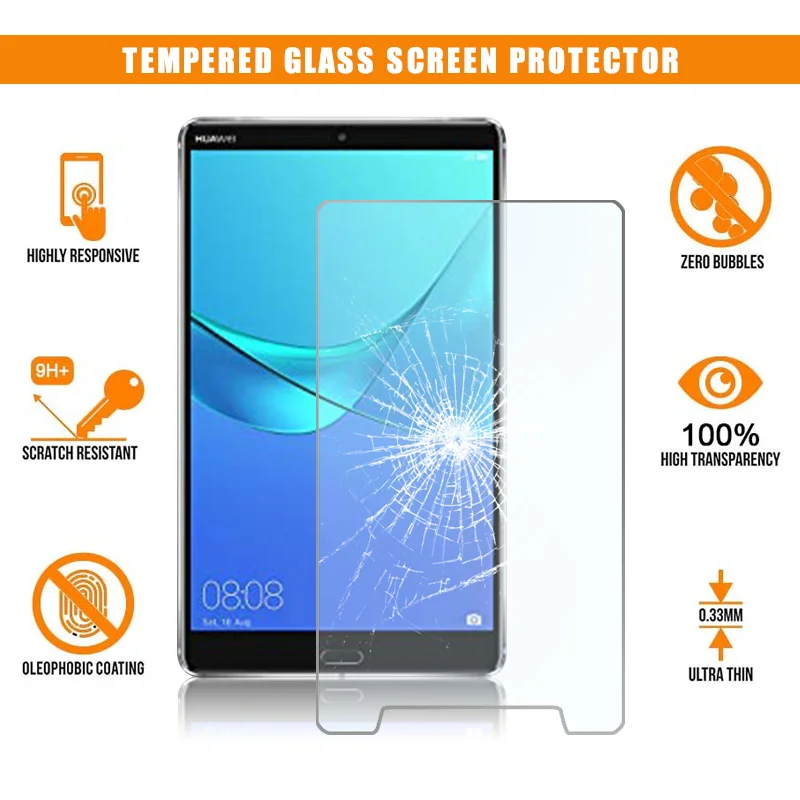 

For Huawei MediaPad M5 8 Full Tablet Tempered Glass 9H Premium Anti-fingerprint Bubble HD Clear Film Protector Guard Cover