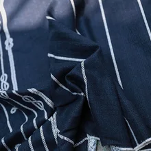 Высокое Качество Лен Хлопок Материал Тибетский синий в полоску материал модное платье одежда льняная ткань