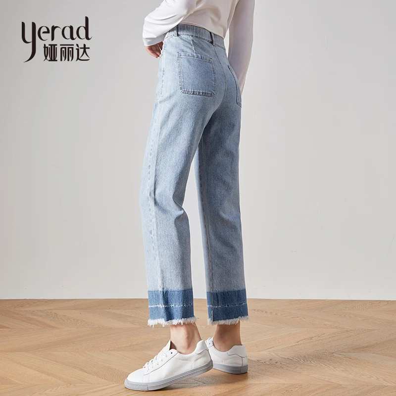YERAD 2019 Осенние новые прямые джинсы слим эластичные по щиколотку длина джинсовые