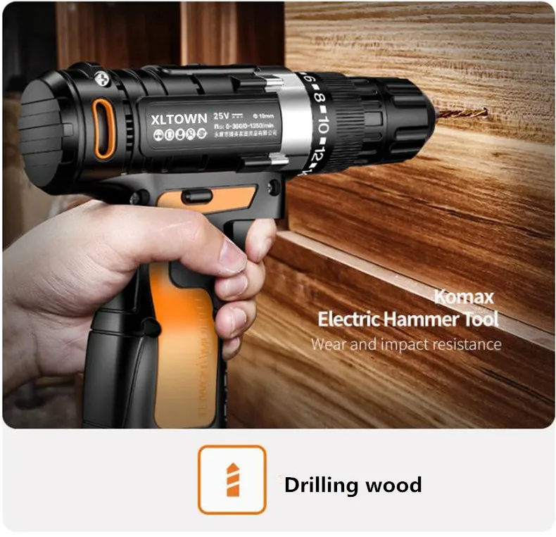 xltown 25v electric screwdriver with 2 lithium batteries home