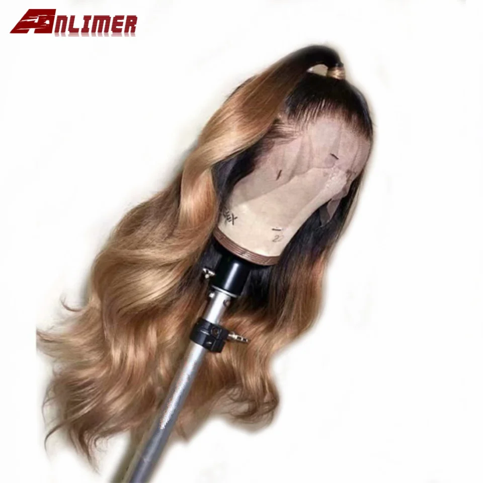 1B/27 Кружевные передние человеческие волосы парики с детскими волосами волнистые предварительно сорванные Омбре цвет перуанские светлые волосы парики для женщин отбеливатель узлы