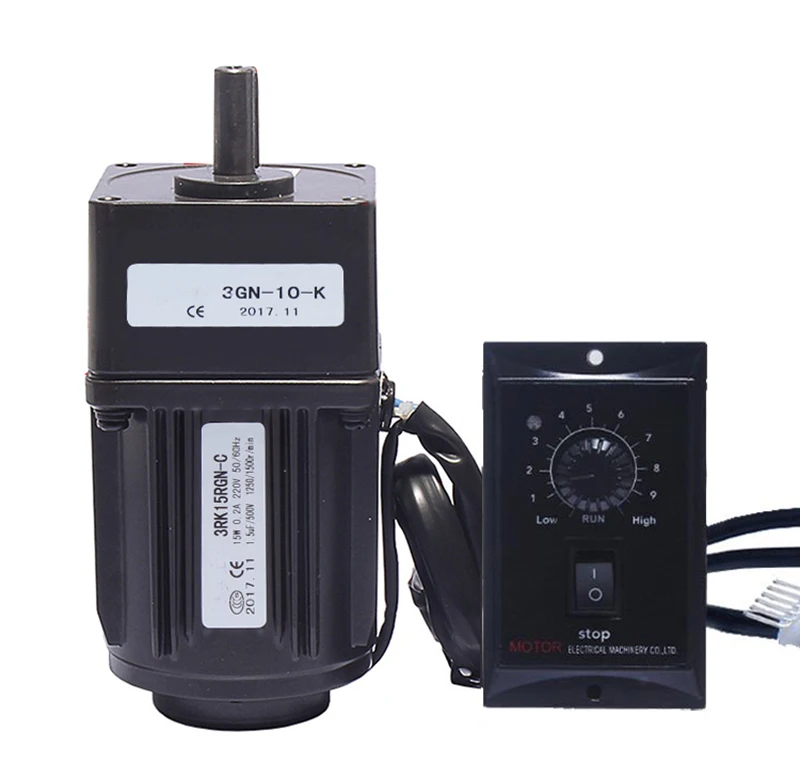 가변 속도 모터 AC 기어 감속기, 기어드 모터, 1:3-1:300 415-5RPM, 220V, 15W AC 가역 기어, 3RK15GN-C