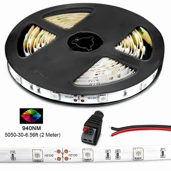 

SMD5050 IR InfraRed 850nm 940nm Flexible LED Strips 30 LEDs per meter LED Tape with White Background
