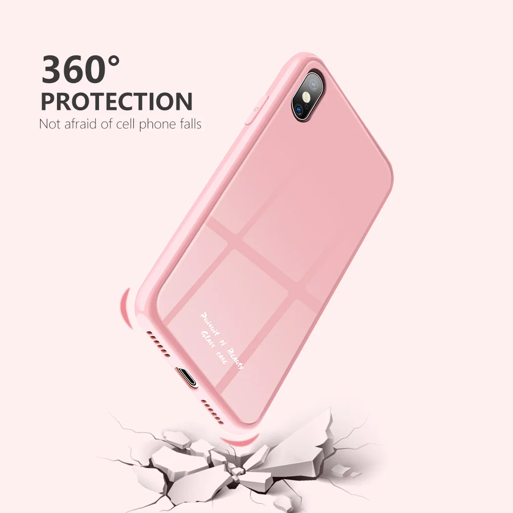 KISSCASE гладкая Макарон Стекло чехол для iPhone 11 Pro Max/11 Pro XR/XS Max/X 6 S/7/8 Plus Мягкий край Глянцевая задняя панель с эффектом потертости Fundas