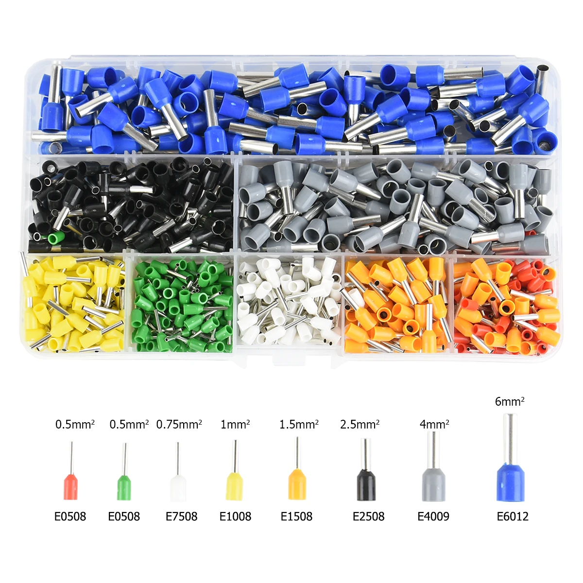 VE 관형 압착 단자, 케이블 절연 단자 블록, 냉간 압착 커넥터, 압착 단자 키트, 800PCs 박스 2510409