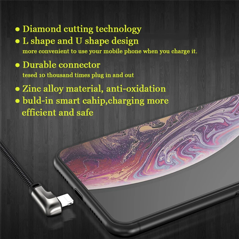 WSKEN L в форме бриллианта USB Кабель зарядного устройства для iPhone XS Max XR 8 7 6S 5 Plus iPad Mini Быстрая зарядка данных мобильный шнур для телефона кабель