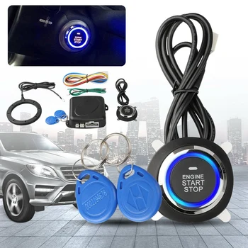 Enlarge 12V Car Engine Push Start Stop Button Ignition RFID Keyless Remote Starter Alarm