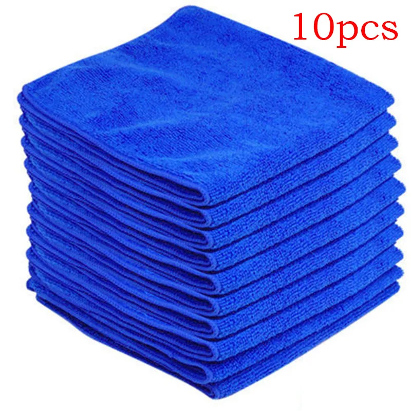 10PCS Microfiber Auto Car Detailing Soft Cloths Wash Towel Duster Blue