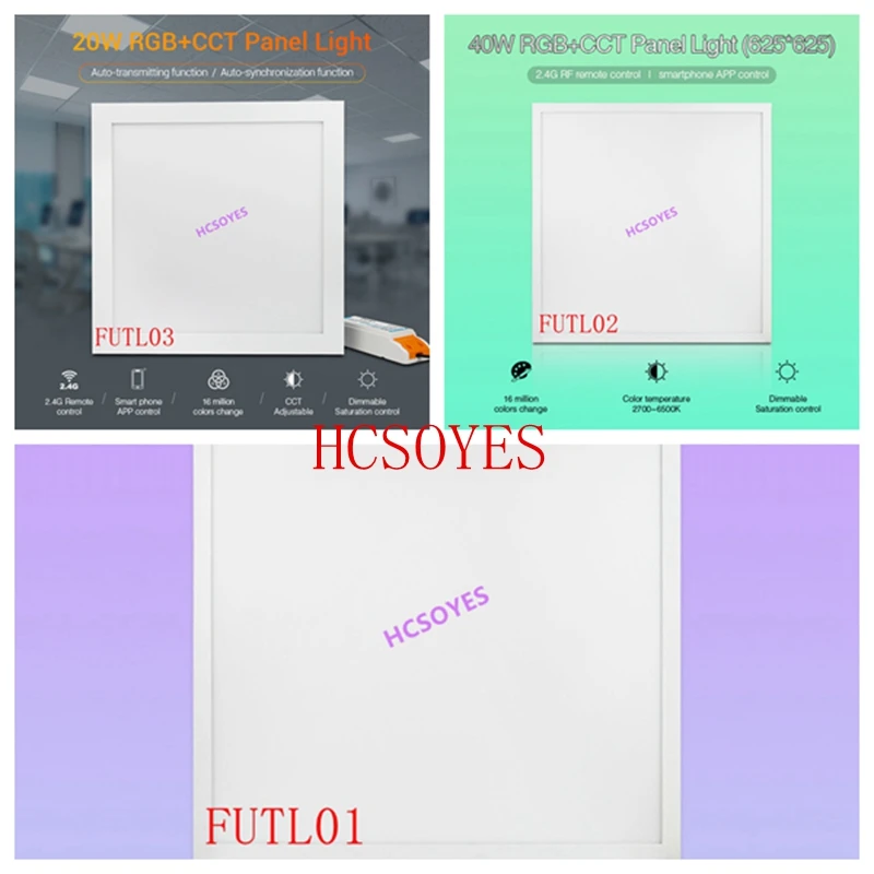 

milight 20W 40W FUTL01/FUTL02/FUTL03 RGB+CCT Panel Light Lamp 2.4G RF Wireless remote control Smartphone APP control AC110V 220V