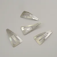 50PCS 5.0cm Silver Triangle Metal Snap Clips for women barrette hair clip for side hair Lead free Nickle free
