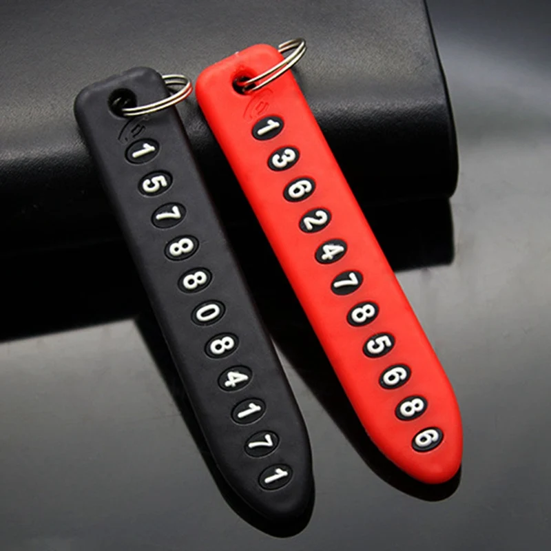 

Anti-lost Phone Number Plate Car Keychain Pendant Auto Vehicle Phone Number Card Keyring Key Chain Car Interior Decoration
