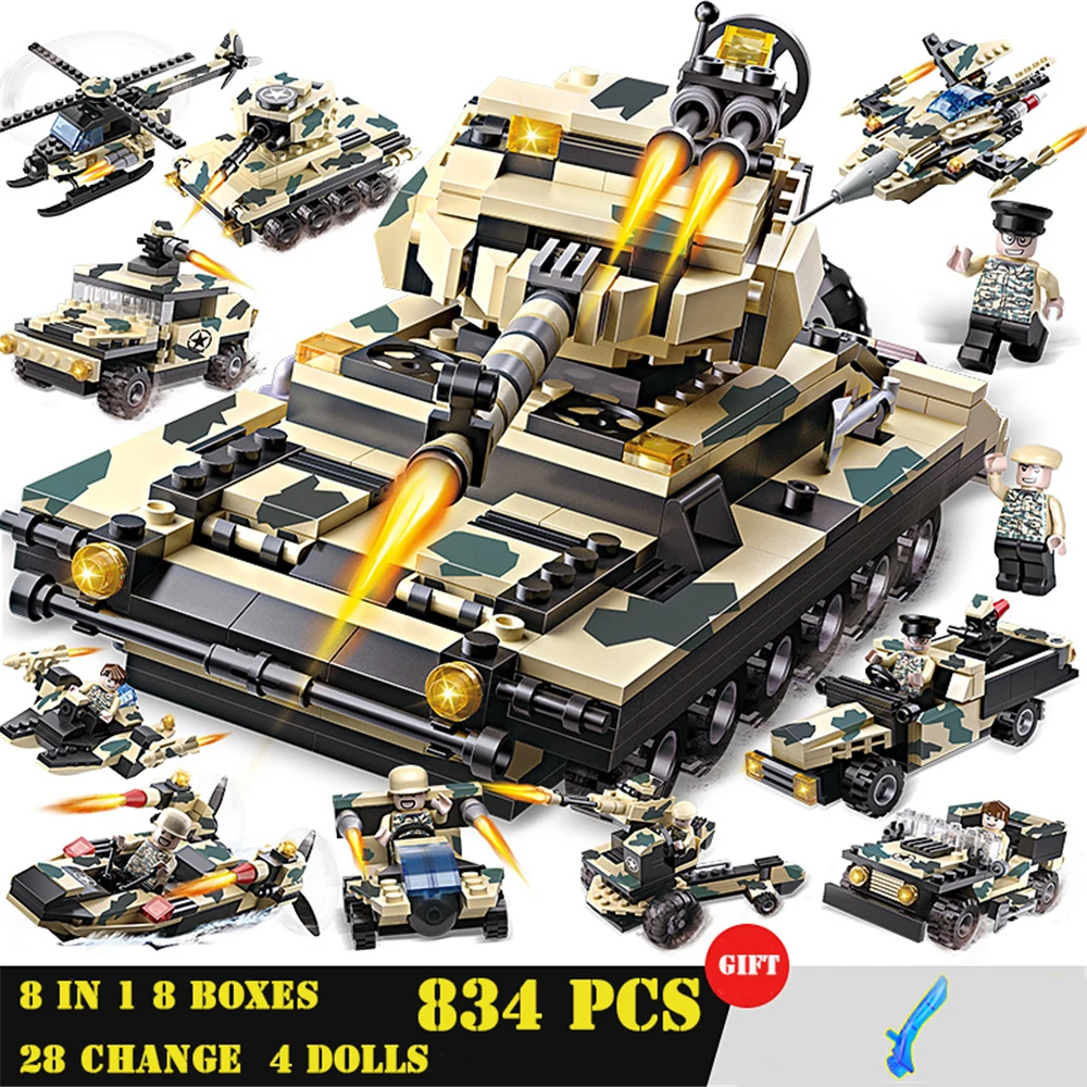 

Building Blocks Tank Helicopter Series Toys Vehicle Aircraft Boy Toy Educational Truck Blocks Military Compatible LegoED Bricks