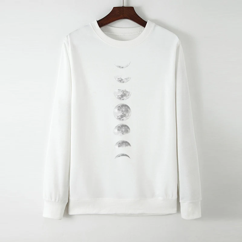 

Casual Moon Wane Pattern Printed Tube Long Sleeve Sweatshirts Harajuku Women Hoodies Oversized Sweatshirt Woman Pullover Tops