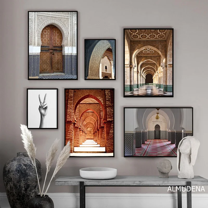 Знаменитый фотографии зданий HD Печать винтажная Марокканская дверь