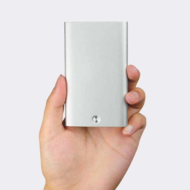 MIIIW-tarjetero de aluminio y plata de acero inoxidable para hombre y mujer, caja para tarjetas de identificación, monedero de bolsillo _ - Mobile