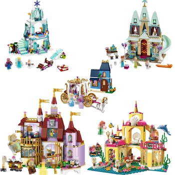 

Compatible Lepins Friends Dream Princess Castle Mermaid Princess Elsa Anna Cinderella Model Building BlocksToys Girls Gift