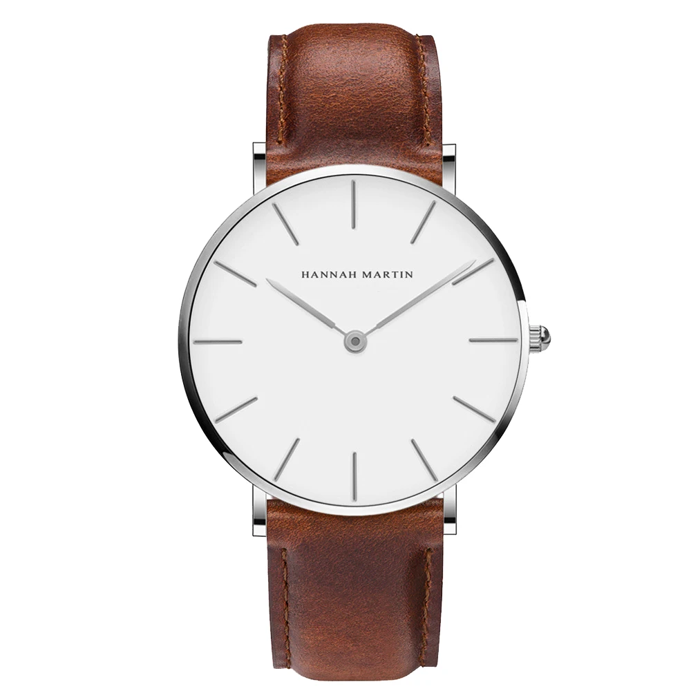 UTHAI CB01-Reloj de pulsera informal para hombre y mujer, de cuarzo, resistente al agua, de negocios, de cuero genuino