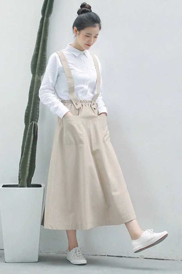 Faldas mujer moda плиссированная хлопковая льняная юбка трапециевидной формы с эластичным поясом и карманами DV871