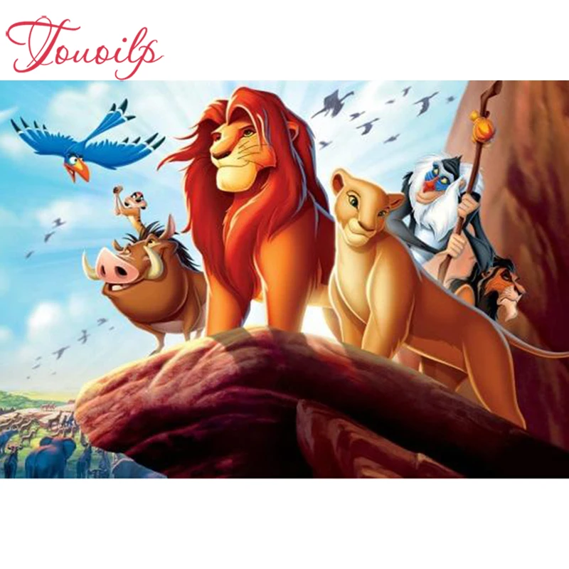 

TOUOILP 3D Cross Stitch Lion king Full Square/Round Diamond Embroidery Diamond Painting Full Display 5D Rhinestone Home Decor