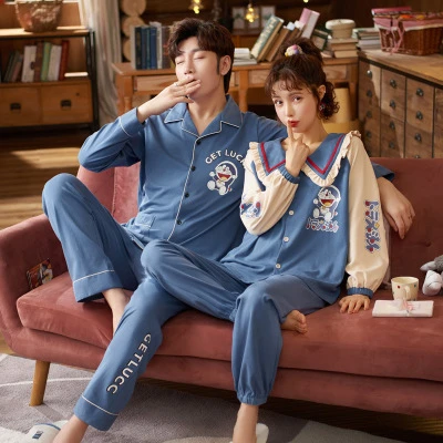 Doraemon Anime Pajamas Sets Long Sleeve Sleepwear Suit Cartoon Home Women  Nightclothes Nightwear Warm Winter Gifts