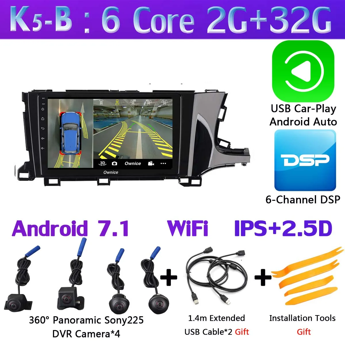 K5-B-CarPlay 360°Panoramic Android 9,0 4+ 64G gps радио CarPlay SPDIF DSP Автомобильный мультимедийный плеер для Honda Shuttle RHD - Цвет: K5-B-CarPlay